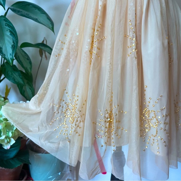 ASOS Mesh Dress - Size 8 - Champagne Color with Crystals Embroidered - Picture 7 of 10